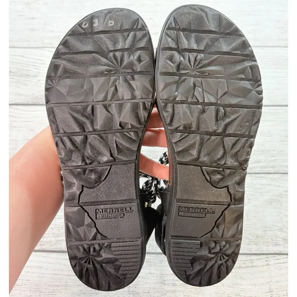 Merrell Womens Around Town Suncue Woven Strappy Sandals Black White Size 9